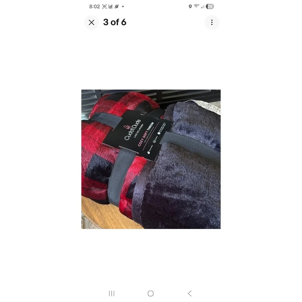Cuddl Duds Sherpa Throw‎ Blanket 50x60 Red Buffalo Plaid Lodge Cozy Soft NEW